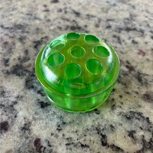 Antique Uranium glass flower frog